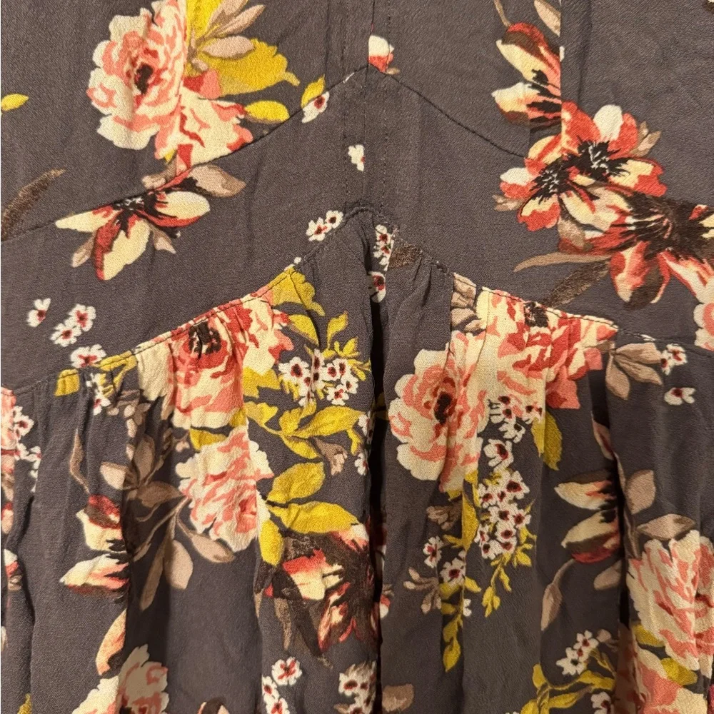 Torrid Babydoll Floral Peplum Blouse Charcoal Floral Boho Size 1x - Picture 6 of 8